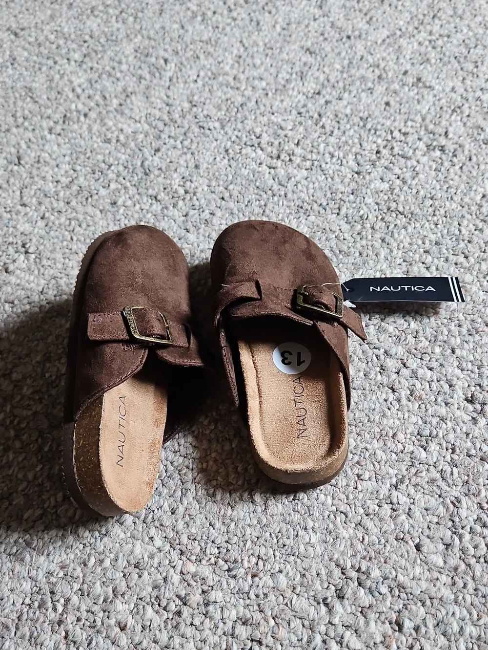 New Nautica Dark Brown Suede Buckle Slip-Ons.